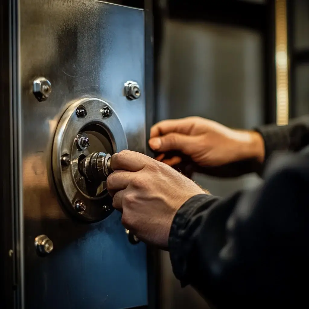 Ein Schlosser von Schlüsseldienst Zürich öffnet einen Tresor
